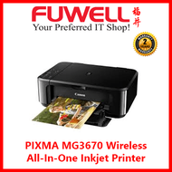 Fuwell - Canon PIXMA MG3670 Wireless All-In-One print/scan/copy Inkjet Printer [Auto Duplex Print/Wireless Direct Print][Promotion from 20 Mar - 31 May 2024 *Last Day Redemption: 13 May 2024][Free $20 NTUC Voucher]