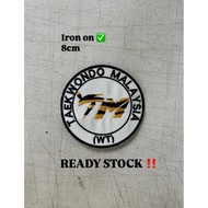READY STOCK 1pc Lencana Logo Taekwondo Malaysia TM 8cm sulam