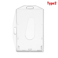 【Best value】 Transparent Multi-use Hard Plastic Badge Work ID Holder Clear Protector Cover Case Doub