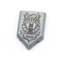 LEGO PARTS (GENUINE) 22385pb191 Tile Modified 2 x 3 Pentagonal Dark Bluish Gray 'VMVII' Dark Bluish 