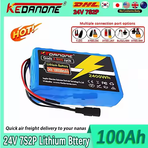 New 100Ah 24V 7S2P 18650 Li-ion Rechargeable Battery Pack Suitable for Battery Replacement of 29.4V 