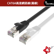 POLYWELL CAT6A Flat Wire 30cm~10m High-Speed Network Route RJ45/Flok Certification