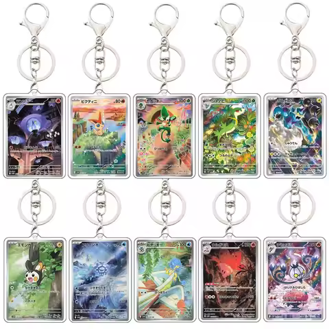 Pokemon Anime Key Chain Victini Snivy Darumaka Chandelure Emolga Thundurus Sv11B Acrylic Keychain Pe