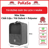 Túi Đựng Giày Dép Du Lịch 3 Ngăn Chất Liệu Chống Thấm Nước, Túi Để Giày Thể Thao Đa Năng Có Móc Gài 