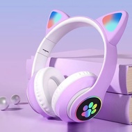 Wireless Bluetooth Headphones Cat Ear Heavy Bass Sports Style Luminous Wireless Card Headphones Over