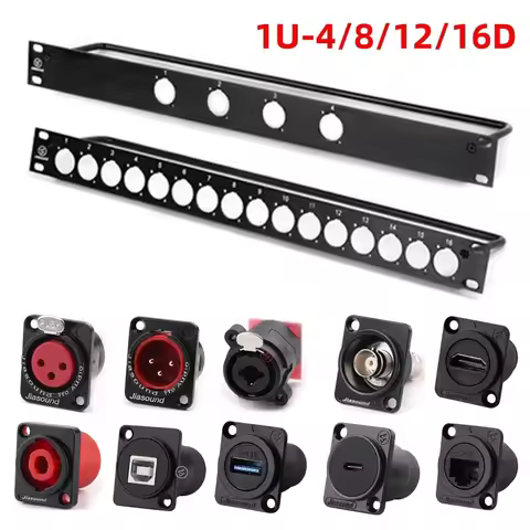 1U 2U Rack Patch Panel 4 8 12 16 Way 1U 2U 24Way XLR USB Fiber Type C SDI 6.35 Combo ST-8mp Cat6 D T