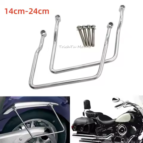 Chrome 14cm-24cm Motorcycle Saddle bag Support Bar Luggage Guard Bracket Mount For Honda Shadow ACE 