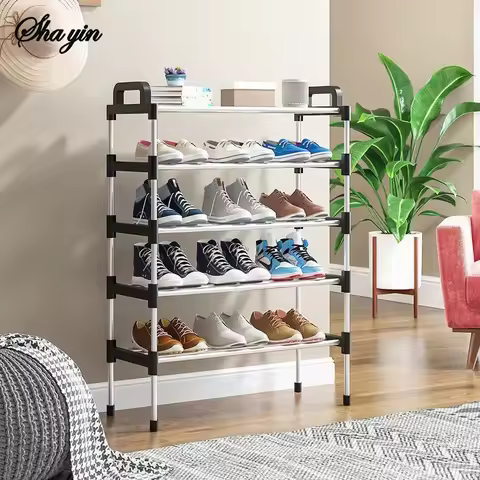 7-Story Aluminum Alloy Shoe Rack Multi-Layer Assembly Dust-Proof Storage for Dormitory Entrance Orga