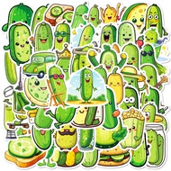 50Pcs Cartoon Pickle Stickers, Cute Dill Pickle Decals for Luggage, Notebook & Water Bottle DIY Deco