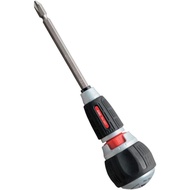 ANEX Ball Grip Ratcheting Screwdriver, 72-Tooth, Magnetic 1/4" Bit (+2 / -6), Made in Japan