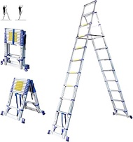 Extendact11 Telescopic Step Ladder with 11 Steps, Telescopic Ladder 3.2 m + 2.9 m, Foldable Step Lad