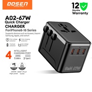 DOSEN Universal Adapter Travel International 35W USB C Adapter Fast Charger QC 3.0 Charger Type C Pl