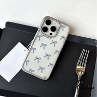 Sweet Purple Bow Photo Frame Big Electroplated Case Compatible With Iphone 11 15 XR 12 SE 2020 8 7 P
