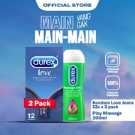 Durex Love Jeans 12s x 2 + Lube 200ml - Kondom Extra Pelumas Pria