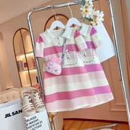 CODE K84G PRINCESS KESLI 211 Years Striped Rabbit Dress Girls Clothes Korean Style Stellalou Sweet C