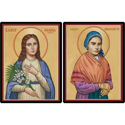 Greek Orthodox Saint Philomena Icon Byzantine HD Canvas Print Large Religous Wall Art for Home Altar