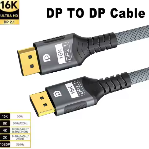 Displayport 2.1 16K DP Cable 8K@120Hz/60Hz 4K@240Hz 80Gbps HDR Video Audio Cable for Laptop Xbox Pro