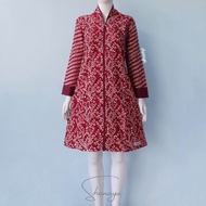 Shanaya Batik Tunik Aldena Garutan Dress Cap Baju Batik Wanita warna hijau ungu navy kuning cantik r