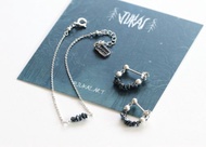 天然黑鑽石手鍊耳環組 原鑽飾品