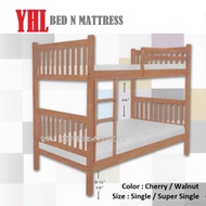 YHL Solid Mahogany Wood Single / Super Single Double Decker Bed Frame (Mattress Not Included)