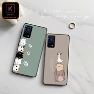 Oppo A55 - Oppo A55 5G - Oppo A55s case - Lovely Cat&Bear printed case - Super durable TPU material