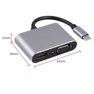 2 in 1 USB C Type-C to HDMI + VGA Adapter for MacBook Samsung S9/S8 Huawei P20 Mate 10 HDMI 4K x 2K