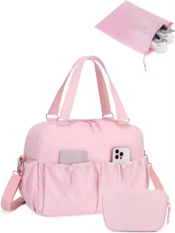 Gym Bag for Women with Wet Pocket Shoe Bag and Toiletry Pouch Shoe Bag and Toiletry Pouch Travel Duf
