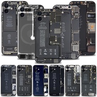 Inside motherboard Circuit board Case For Apple iPhone 13 12 11 Pro Max 13 12 Mini XS Max XR X 7 8 P