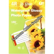 U8 4R Waterproof Glossy Photo Paper 180gsm ( 20 sheets )