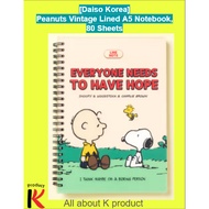 [Korea]Daiso X Peanuts Vintage Lined A5 Notebook, 80 Sheets-Daiso Korea