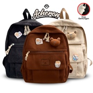 Acheron Corduroy Panda Teddy Bear Plain School Work College Backpack Men Women Corduroy Backpack Kor