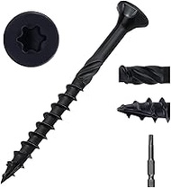#8 x 2 Flat Head Outdoor Deck & Lag Screws - Epoxy-Coated Black, Rust Resistant - Torx T25 Star Driv
