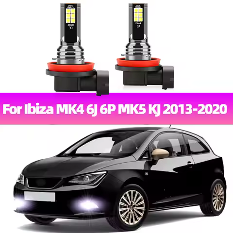 2Pcs LED Fog Lamp Bulbs For Seat Ibiza MK4 6J 6P MK5 KJ 2013 2014-2020 Car Front Fog Light White 600