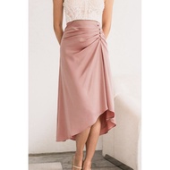 Dear Lyla Blair Ruched Asymmetrical Midi Skirt (Rose)