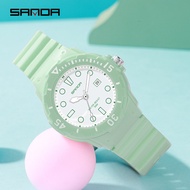 SANDA นาฬิกาผู้หญิง Original Design นาฬิกาข้อมือควอตซ์สุภาพสตรีชุดลำลองนาฬิกาหน้าปัดแบบเรียบง่าย50M นาฬิกากันน้ำ