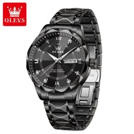 OLEVS 5609 Fashion Quartz Men Watch Gift Round-dial Stainless Steel Watchband Wristwatch Week Displa