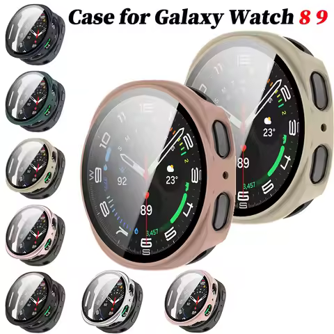 Tempered Glass+Cover for Samsung Galaxy Watch 9 8 All Coverage Protective Bumper PC Case for Galaxy 