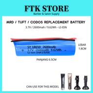 TUFT MRD CODOS HAIR CLIPPER LI-ION BATTERY 3.7V 9.62WH  2600MAH