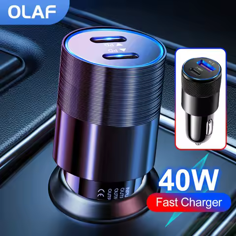 40W Dual PD Car Charger Fast Charging 66W USB Type C Car Phone Charger Adapter For iPhone Xiaomi Hua