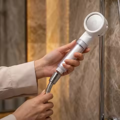 Portable Travel Shower Head 3 Mode Filter Water Softener Skin Care Compact Lightweight Handheld Spra
