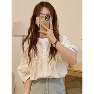 puff sleeve puff sleeve blouse nabora blouse Baby Blouse Shirt - Pure Cotton, Summer Friendly, White