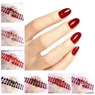 24Pcs False Nail Tips Red Fake Nail Stickers Pink Reusable Short False Nails Artificial Finger nail 