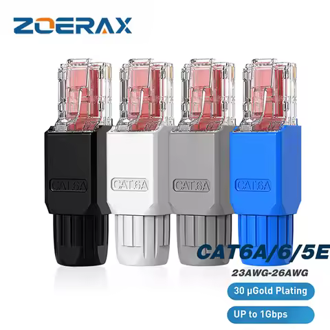 ZoeRax 1PCS Tool-Free RJ45 Connector, CAT6A CAT5E CAT6 Field Termination Plug, RJ45 Tool Less Gold P