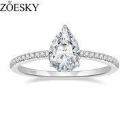 ZOESKY 2CT 925 Sterling Silver Engagement Rings Pear Cut Cubic Zirconia CZ Wedding Promise Rings Stu