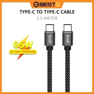 Budi PD 65W Type-C to Type-C Cable Fast Charging 1.5 Meter Braided Cable