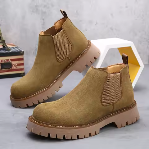 Italian Retro Men Chelsea Suede Leather Boot Classic Flat Designer Outdoor Boot High Quality Street 