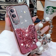 For OnePlus Nord CE4 / OnePlus Nord CE4 Lite Phone Case with Bead  Lanyard Cute Butterfly Stand