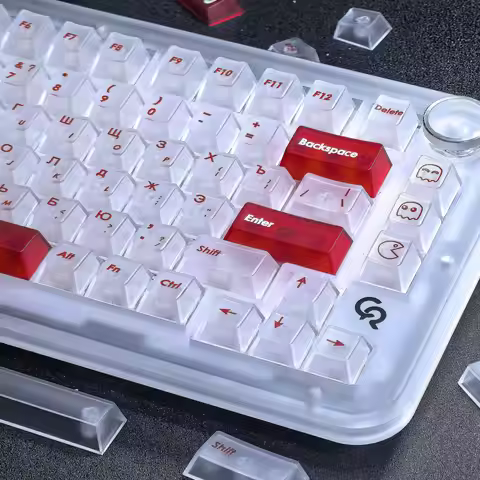 Russian Pc Keycaps Cherry Translucent Matte Customized For Diy Aulaf75/F99 Retro Red Simple Keycaps
