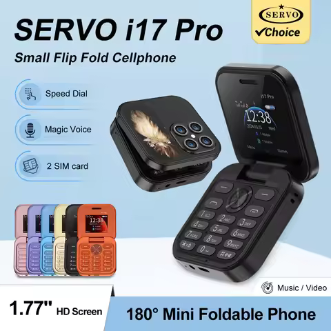 SERVO I17 PRO Mini Foldable Phone 1.77' 2G GSM Dual SIM Magic Voice Blacklist FM Radio Speed Dial Bu