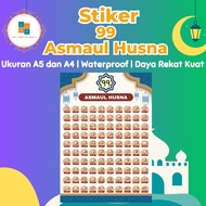 99 Asmaul Husna Stickers A4 and A5 Sizes, Waterproof, Strong Adhesive Power, Clear and Bright Images
